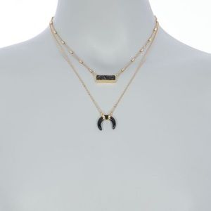 NWT PANACEA 14K Gold Double Pendant Necklace